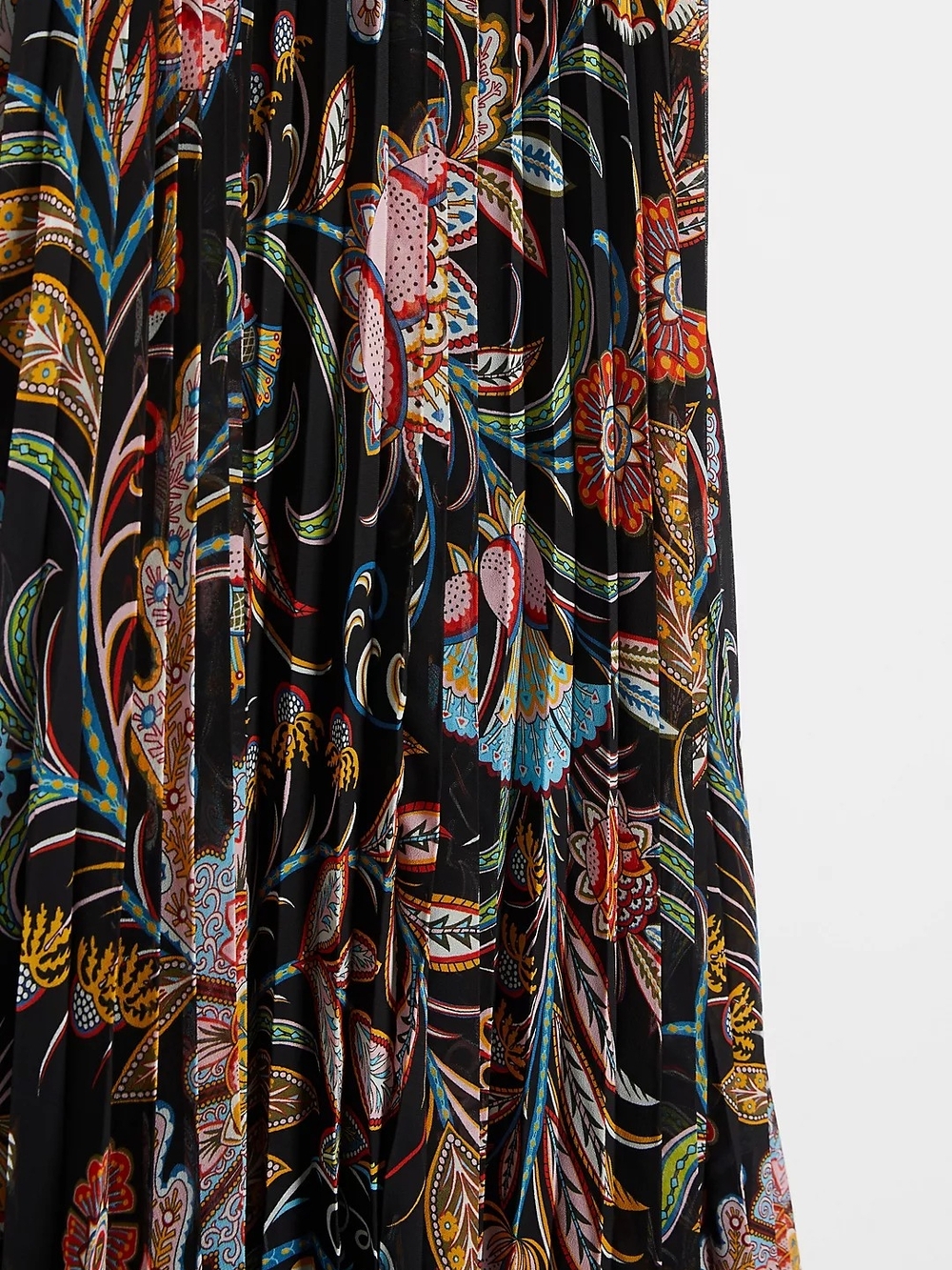 ANTHROPOLOGIE Sleeveless Black Pleated Floral Handkerchief Hem Dress - Picture 3 of 4